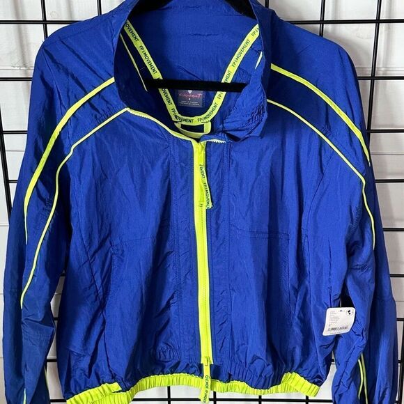 FP Movement Varsity Blues Jacket Womens S Sapphire Neon Green NWT Sporty‎ - Picture 6 of 12